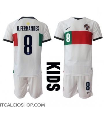 Portogallo Bruno Fernandes #8 Seconda Maglia Bambino Mondiali 2022 Manica Corta (+ Pantaloni corti)